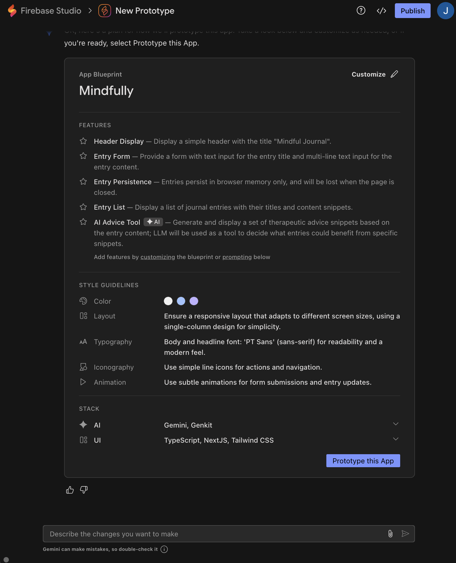 Firebase Studio Prototyper