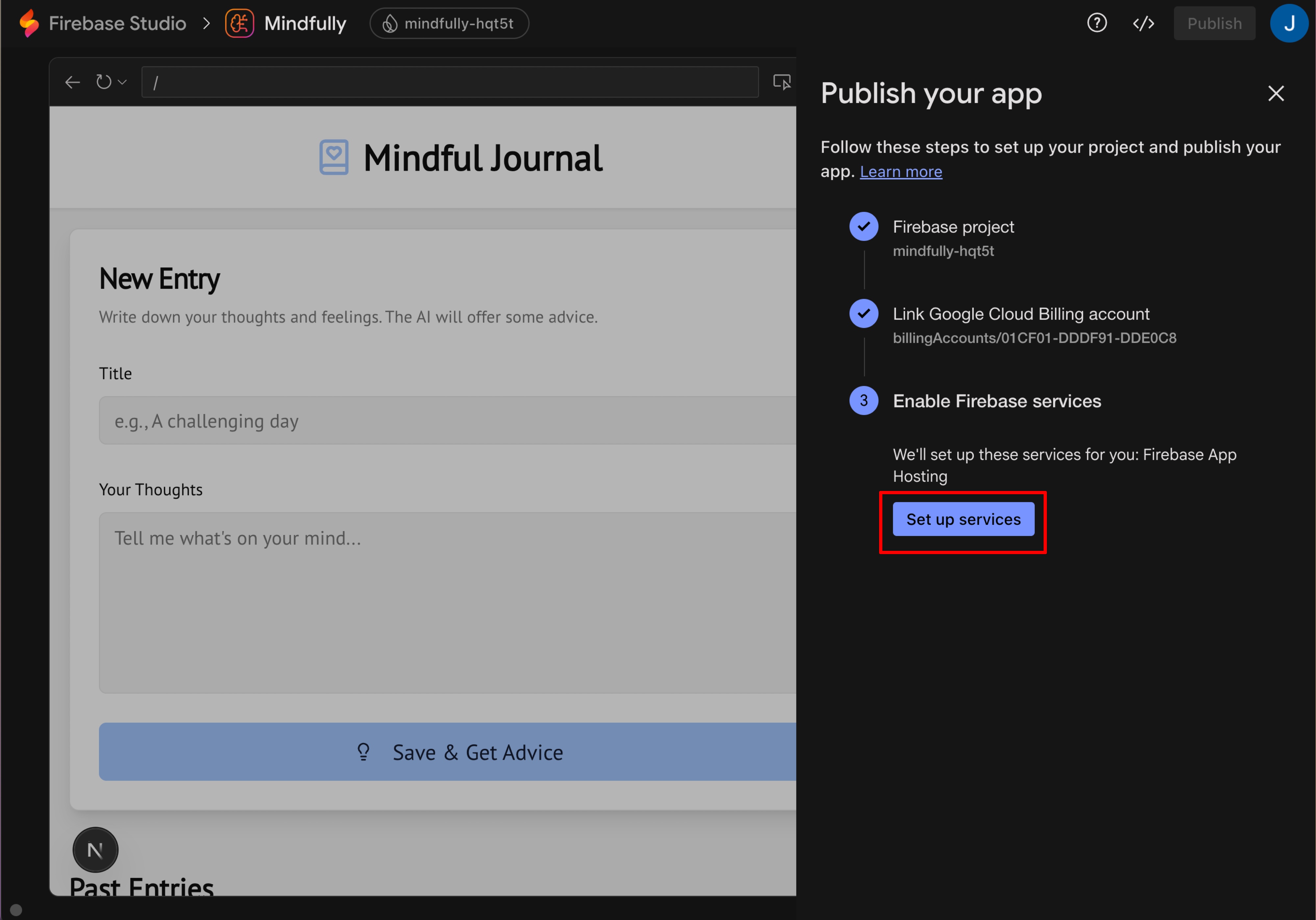 Firebase Studio - Enable Services