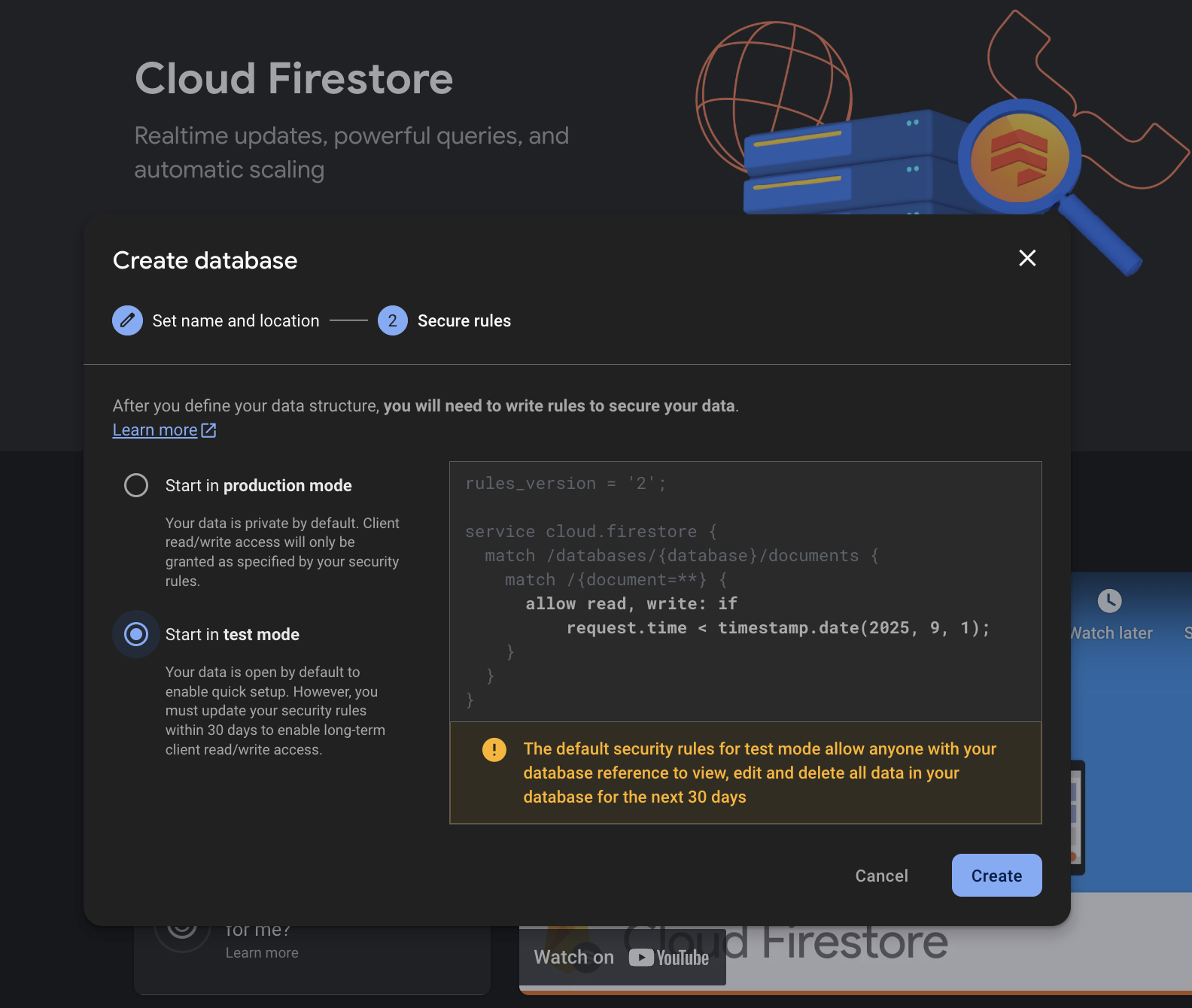 Firebase Console - Firestore Database
