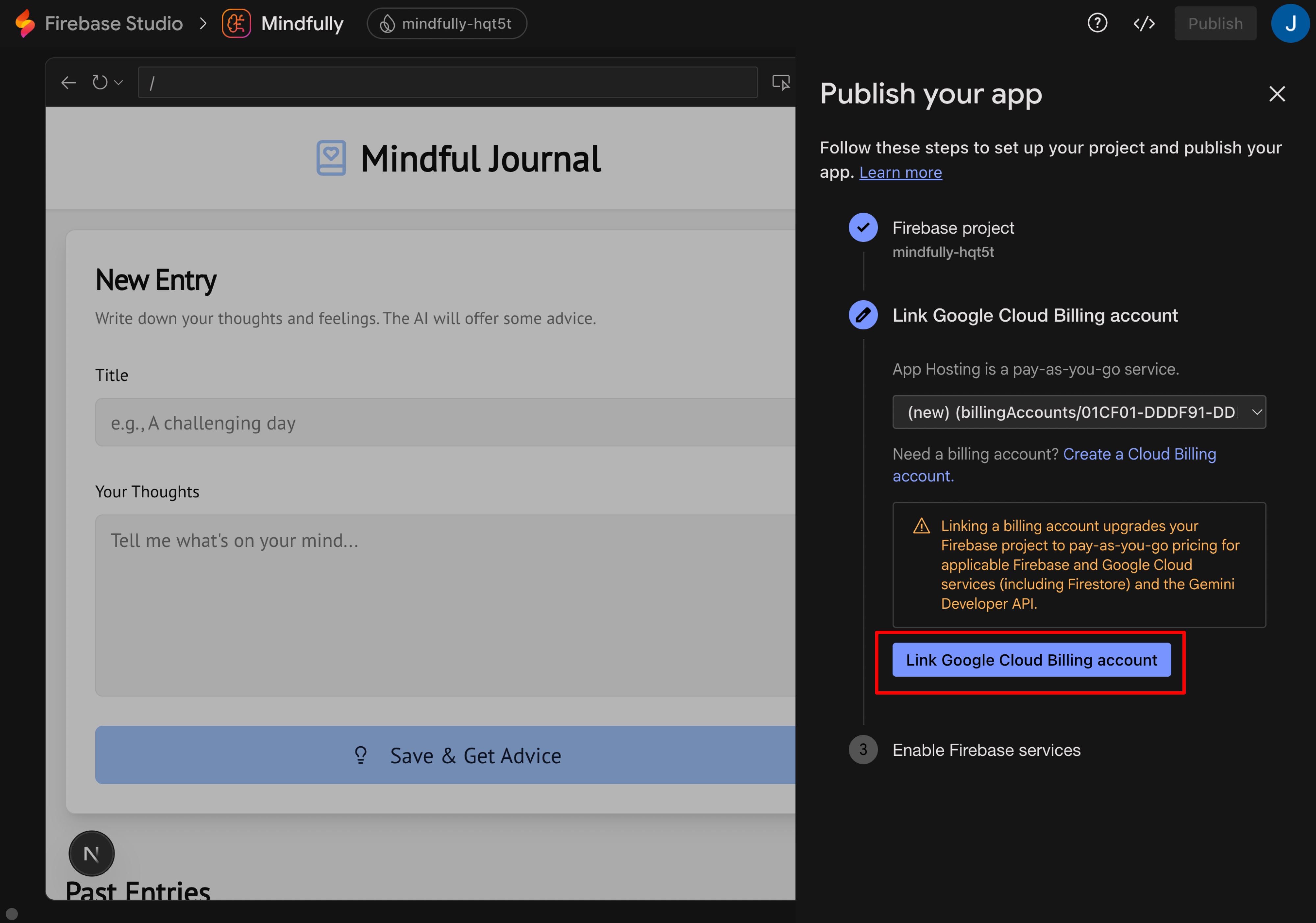 Firebase Studio - Use Billing