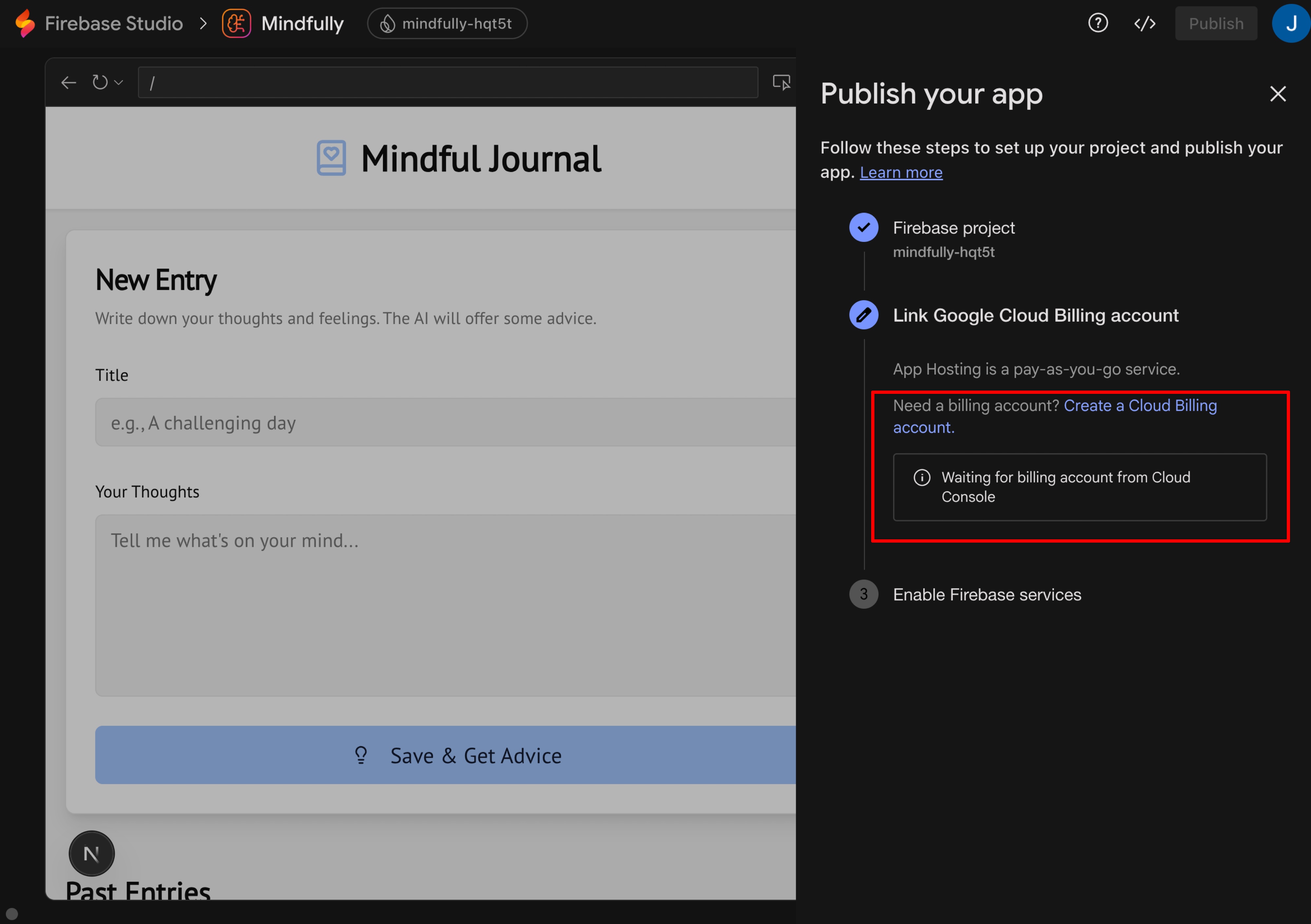 Firebase Studio - Link Billing
